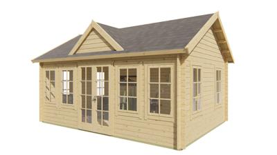 Blokhut - Tuinhuis Clockhouse Trevor | 70 mm | vuren grijs geïmpregneerd