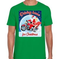 Fout kerst shirt driving home voor motorliefhebber s groen heren - thumbnail