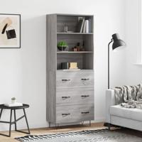 Hoge kast 69,5x34x180 cm bewerkt hout grijs sonoma eikenkleurig