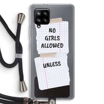 No Girls Allowed Unless: Samsung Galaxy A42 5G Transparant Hoesje met koord