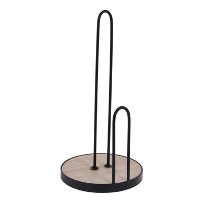 Excellent Houseware Keukenrolhouder 5x30 cm Hout/Zwart/Metaal