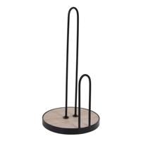 Excellent Houseware Keukenrolhouder 5x30 cm Hout/Zwart/Metaal