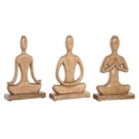 Decoratieve figuren Home ESPRIT Lichtbruin Natuurlijk Yoga Arabisch 17,7 X 6 X 28,5 CM (3 Stuks)