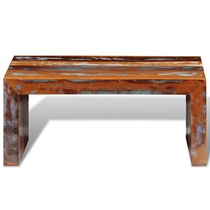 The Living Store Retro Houten Salontafel - 80 x 50 x 35 cm - Gerecycled Hout