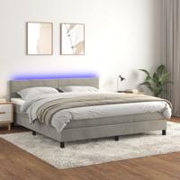 Boxspring met matras en LED fluweel lichtgrijs 160x200 cm