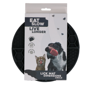 Eat Slow Live Longer Lick Mat Dimensions Circle Grey