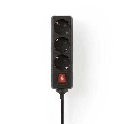 Nedis Stekkerdoos | Randaarde stekker / Type F (CEE 7/7) | 3-wegs | 1.5 m | 3680 W | 16 A | Zwart | 1 stuks - EXSO315F2BK - EXSO315F2BK