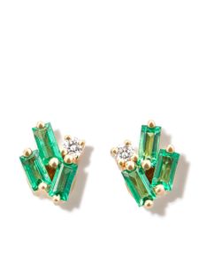 Suzanne Kalan boucles d'oreilles en or 18ct serties d'émeraudes et diamants