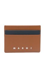 Marni porte-cartes en cuir à logo embossé - Marron - thumbnail