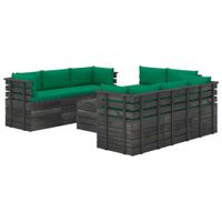 vidaXL 9-delige Loungeset met kussens pallet massief grenenhout - thumbnail