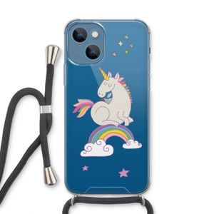 Regenboog eenhoorn: iPhone 13 Transparant Hoesje met koord
