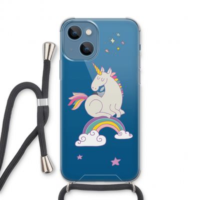 Regenboog eenhoorn: iPhone 13 Transparant Hoesje met koord