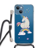 Regenboog eenhoorn: iPhone 13 Transparant Hoesje met koord