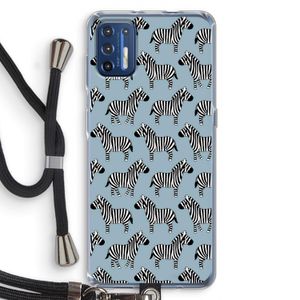 Zebra: Motorola Moto G9 Plus Transparant Hoesje met koord