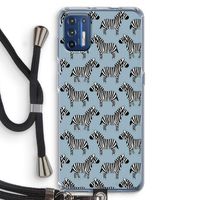 Zebra: Motorola Moto G9 Plus Transparant Hoesje met koord