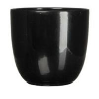 Bloempot - 2x stuks - zwart - H11 x D12 cm - keramiek - pot voor kamerplant - plantenpot Bloempot - 2x stuks - zwart - H11 x D12 cm - keramiek - pot voor kamerplant - plantenpot