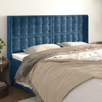 Hoofdbord met randen 183x16x118/128 cm fluweel donkerblauw