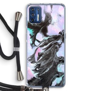 Pastel zwart: Motorola Moto G9 Plus Transparant Hoesje met koord
