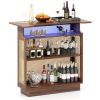 Barmafel Met Opbergruimte Keukeneilandtafel Met Ledverlichting En Rotan Blad