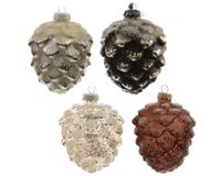 Dennenappel glas d7h10 cm assorti kerstbal hangdeco kerst Decoris - Decoris