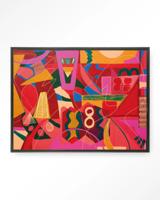 Urban Cotton Wandkleed 'Una Noche De Jazz' 145 x 190cm in Floating Frame - black