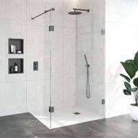 BRAUER Void inloopdouche helder glas 120x200 met 30 zijwand incl. glascoating PVD gunmetal geborsteld GS-VOI2H12030200GM