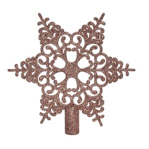 Kunststof ster piek/kerstboom topper met glitters lichtroze (blush pink)19 cm