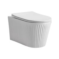 Aloni Muffly Hangend Toilet - 36.5x52x34.6cm - wervelspoeling - randloos - met zitting - softclose - quick release - compact - ribbel - glans wit AL3011 Aloni Muffly Hangend Toilet - 36.5x52x34.6cm - wervelspoeling - randloos - met zitting - softclose - quick release - compact - ribbel - glans wit AL3011