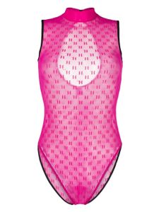 Karl Lagerfeld body transparent à motif monogrammé - Rose