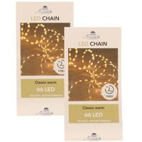 Draadverlichting - Set van 3x stuks - koper - 66 led lampjes - klassiek warm wit - 1 m - lichtsnoer