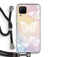 White butterfly: Huawei P40 Lite Transparant Hoesje met koord