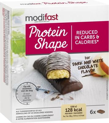Modifast Protein Shape Reep Puur & Witte Chocolade Smaak 6Stuks
