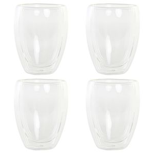 Koffieglazen dubbelwandig - set 4x - latte macchiato glazen - 350 ml