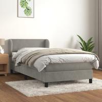 Boxspring met matras fluweel lichtgrijs 90x190 cm