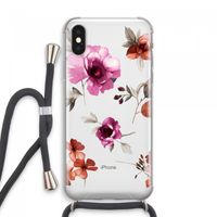 Geschilderde bloemen: iPhone XS Max Transparant Hoesje met koord