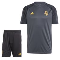 adidas Real Madrid Trainingsset Europees 2023-2024 Donkergrijs Zwart Goud - thumbnail