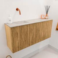 Toiletmeubel Mondiaz Joya Dlux | 90 cm | Meubelkleur Oak | Faye wastafel Ostra Wasbak Links | Zonder kraangat(en)