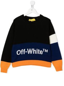 Off-White Kids pull en laine vierge à logo brodé - Noir