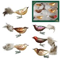 18x stuks luxe glazen decoratie vogels op clip diverse kleuren 11 cm - thumbnail