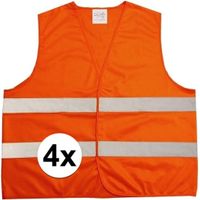 4x Oranje veiligheidsvesten voor volwassenen   - - thumbnail