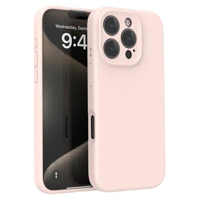 Lunso iPhone 16 Pro Max hoesje - Flexibel siliconen Backcover - Lichtroze