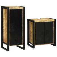 Badkamermeubelset met opslag 2 pcs Bruin Massief Mango Hout