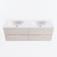 MONDIAZ VICA 140cm badmeubel onderkast Underlayment 4 lades. Wastafel MOON dubbel 2 kraangaten, kleur Talc.