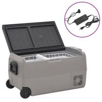 VidaXL Koelbox met wielen en adapter 60 l pp en pe zwart en grijs