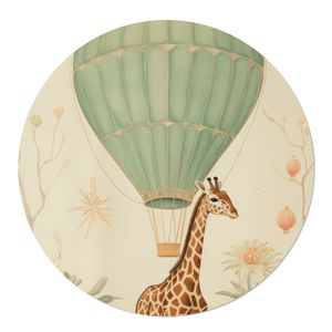 Muurcirkel Vintage Luchtballon Giraf 80 cm