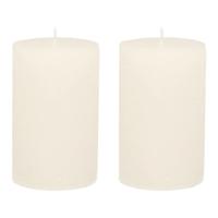 Stompkaars - 2x - wit - 7 x 9 cm - middel rustiek model - cilinderkaars - kaars
