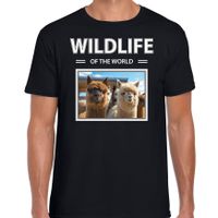 Alpaca t-shirt met dieren foto wildlife of the world zwart voor heren