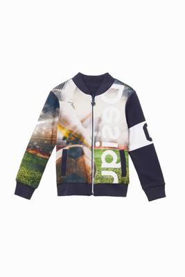 Omkeerbaar sweatshirt met voetbal - BLUE - 7/8