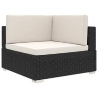Hoekbank 1 st met kussens poly rattan zwart
