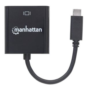 Manhattan 151771 USB / VGA Adapter [1x USB 3.2 Gen 2 stekker C (USB 3.1) - 1x VGA-bus] Zwart Kleurcodering, Flexibel, Folie afscherming, UL gecertificeerd,